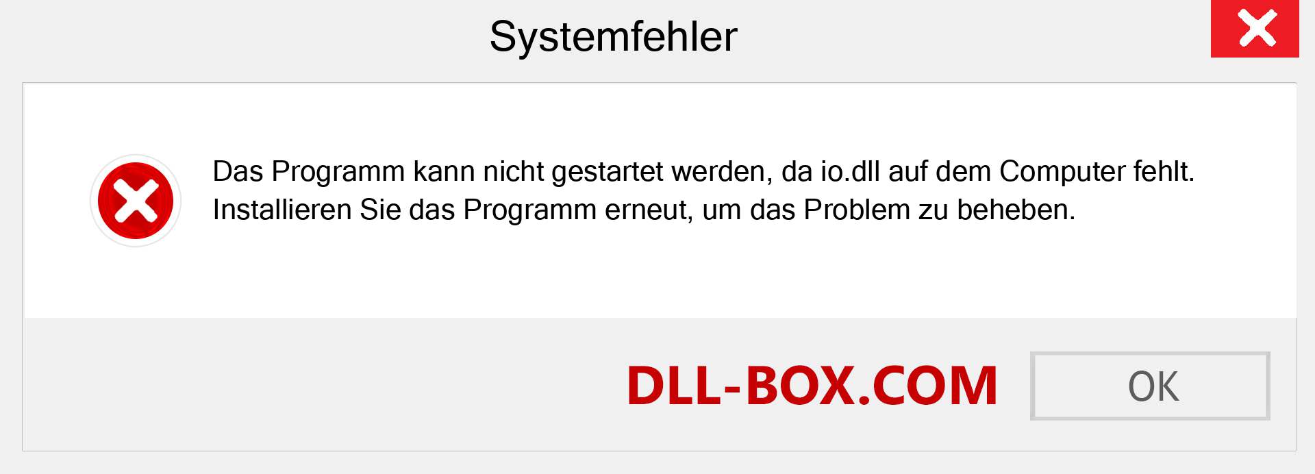 io.dll-Datei fehlt?. Download für Windows 7, 8, 10 - Fix io dll Missing Error unter Windows, Fotos, Bildern